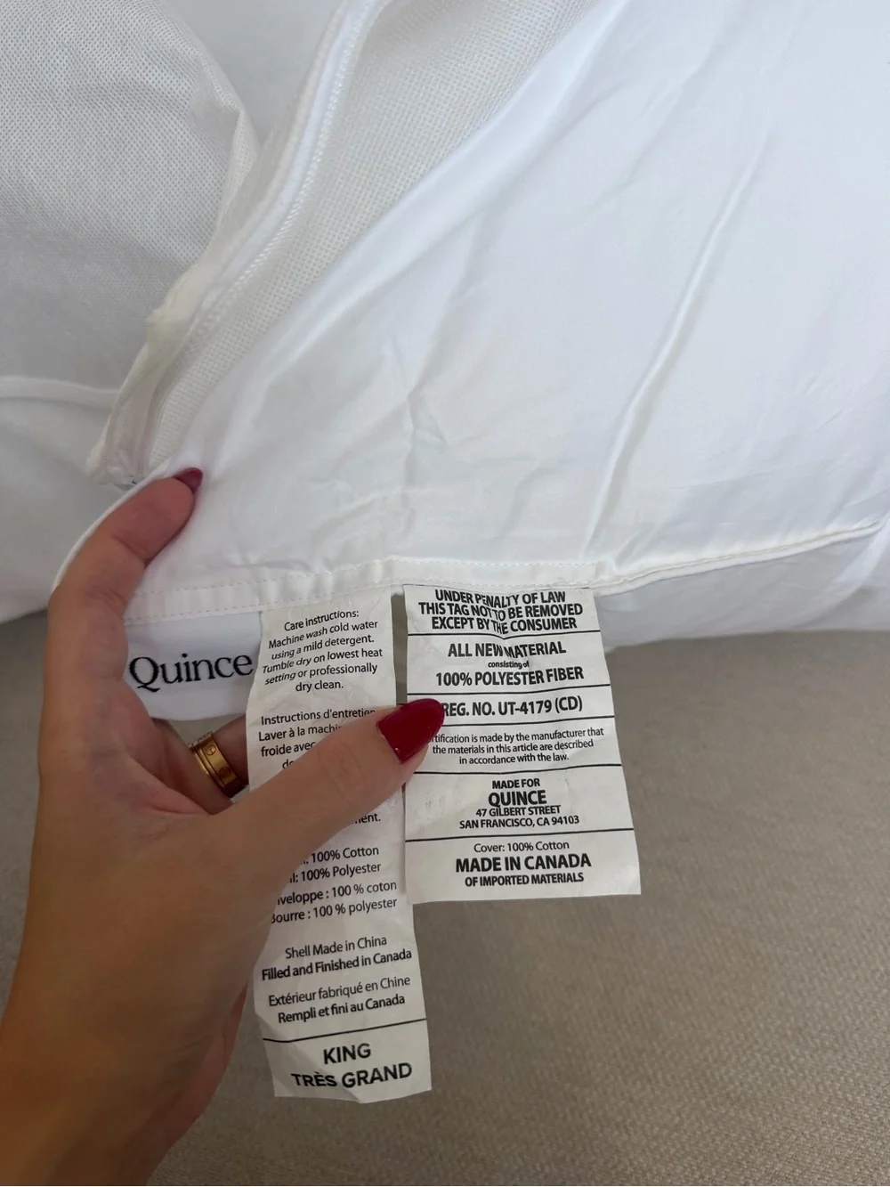 Quince Premium Down Alternative King Pillow